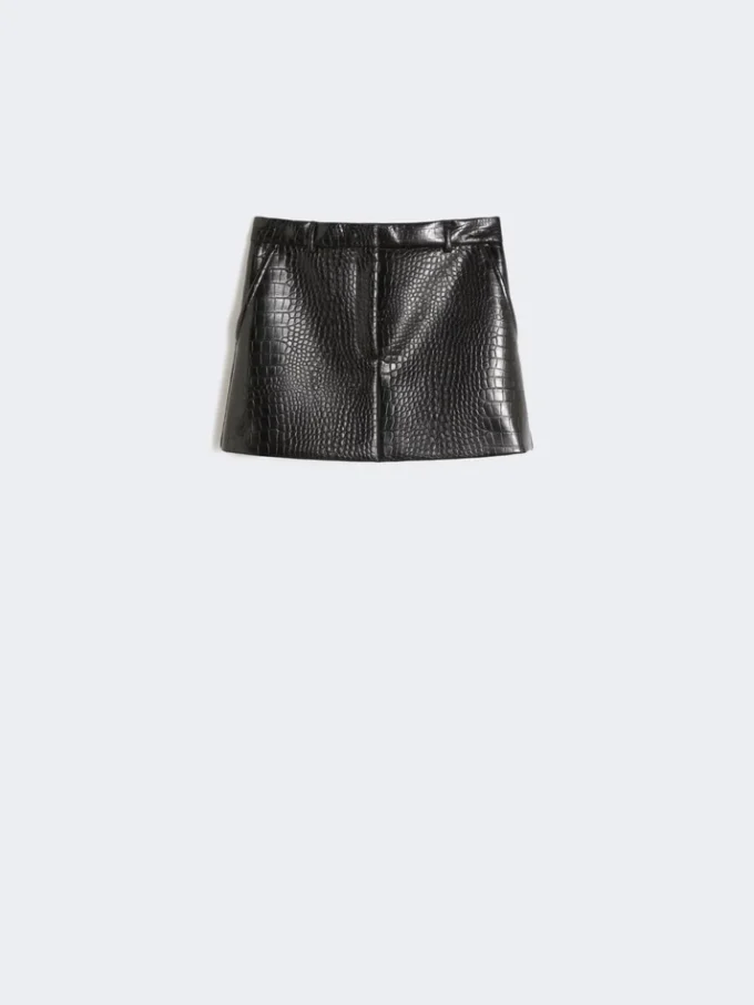 Alligator-look patent leather mini skirt, black Alligator-look patent leather mini skirt, black