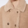 Alpaca and cashmere teddy fabric cape, beige