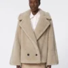Alpaca and cashmere teddy fabric coat, sand