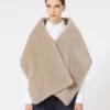 Alpaca and cashmere teddy stole, moss green