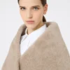 Alpaca and cashmere teddy stole, moss green