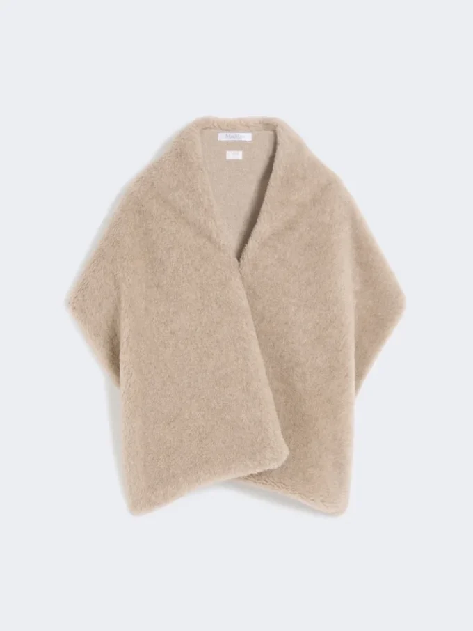 Alpaca and cashmere teddy stole, moss green