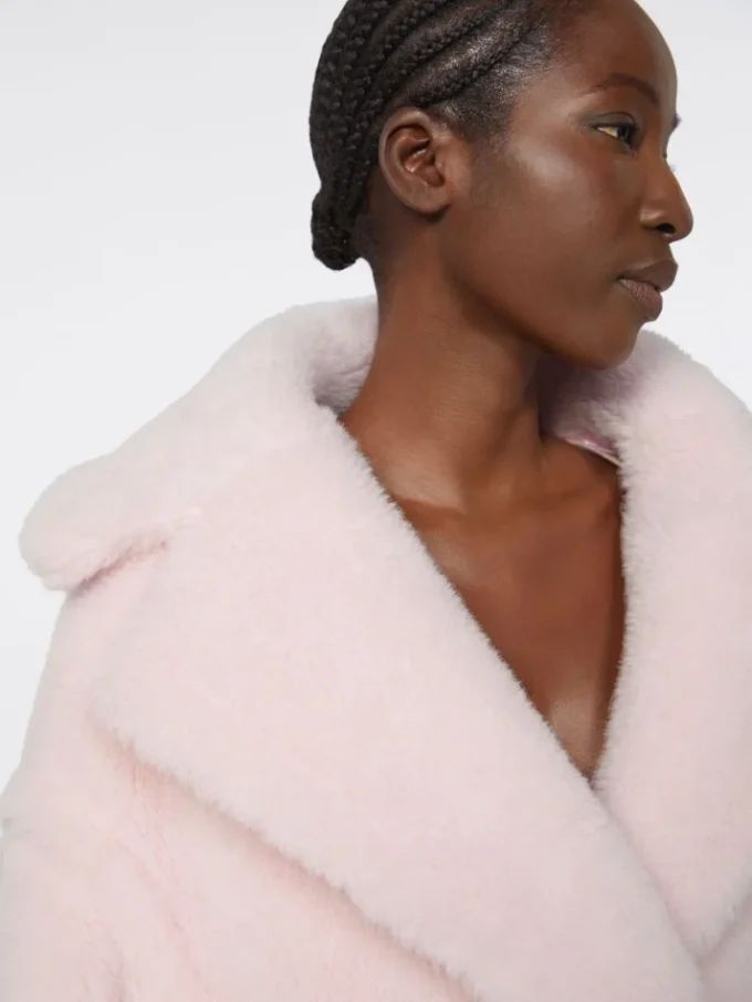 Alpaca and wool teddy bear icon coat, pink