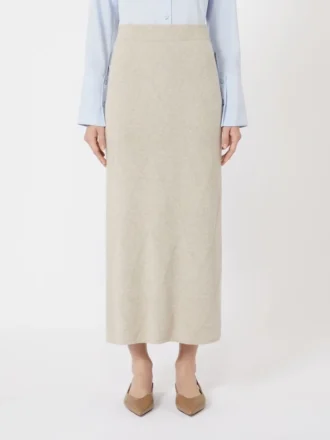 Argyle cashmere yarn skirt, beige