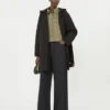 Asymmetrical washed cotton shirt, kaki