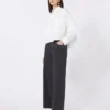 Asymmetrical washed cotton shirt, white