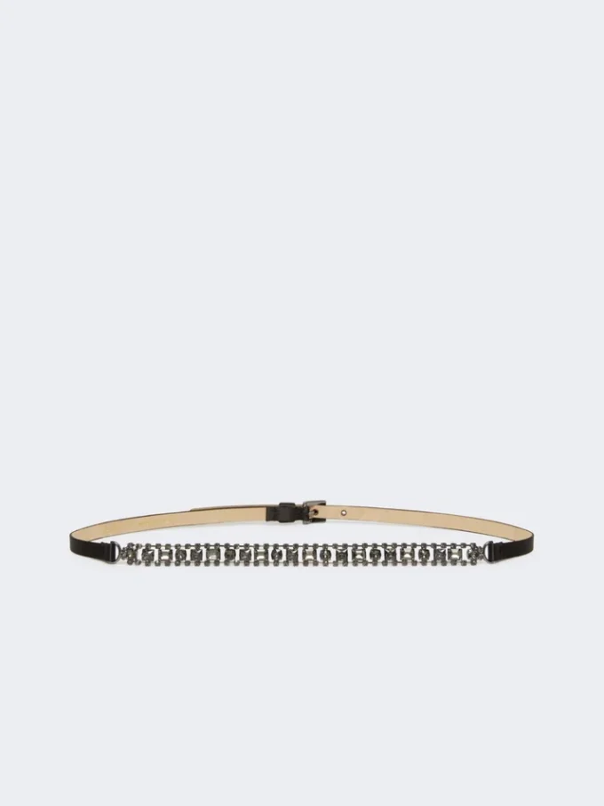 Bejewelled satin belt, black Bejewelled satin belt, black