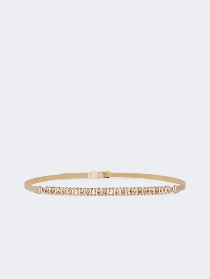 Bejewelled satin belt, powder Bejewelled satin belt, powder