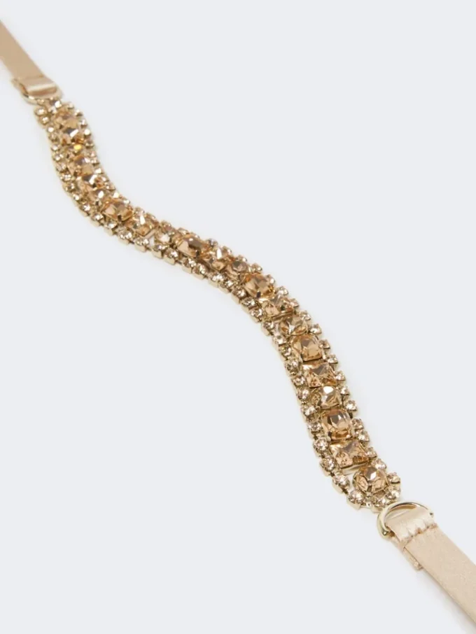 Bejewelled satin belt, powder Bejewelled satin belt, powder