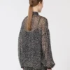 Blouse in printed chiffon, black
