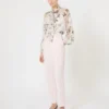 Blouse in printed chiffon, white