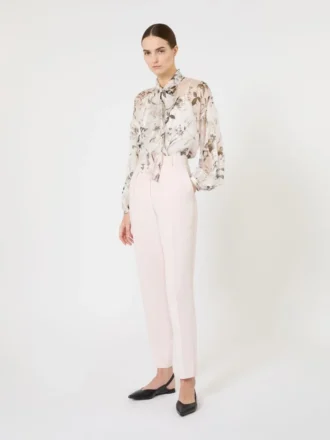 Blouse in printed chiffon, white