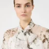 Blouse in printed chiffon, white