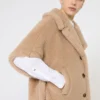 Boxy-fit alpaca and cashmere teddy fabric cape, beige