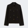 Boxy-fit scuba jersey jacket, black