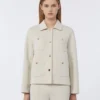 Boxy-fit scuba jersey jacket, ecru
