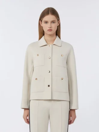 Boxy-fit scuba jersey jacket, ecru