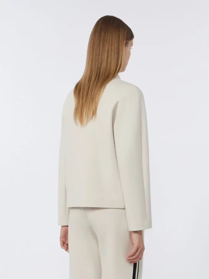 Boxy-fit scuba jersey jacket, ecru