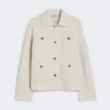 Boxy-fit scuba jersey jacket, ecru