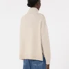 Boxy-fit wool and cashmere polo-neck sweater, white