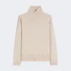 Boxy-fit wool and cashmere polo-neck sweater, white