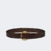 Braided leather belt, dark brown Braided leather belt, dark brown