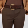 Braided leather belt, dark brown Braided leather belt, dark brown