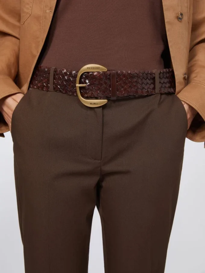 Braided leather belt, dark brown Braided leather belt, dark brown