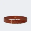 Braided leather belt, tobacco Braided leather belt, tobacco
