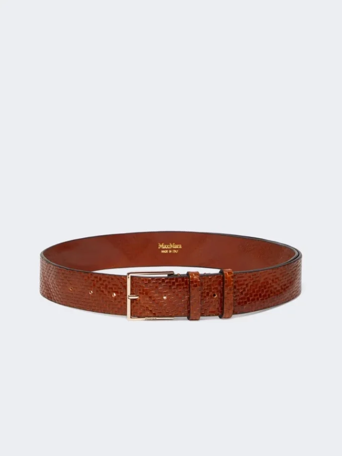 Braided leather belt, tobacco Braided leather belt, tobacco