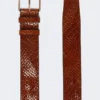 Braided leather belt, tobacco Braided leather belt, tobacco