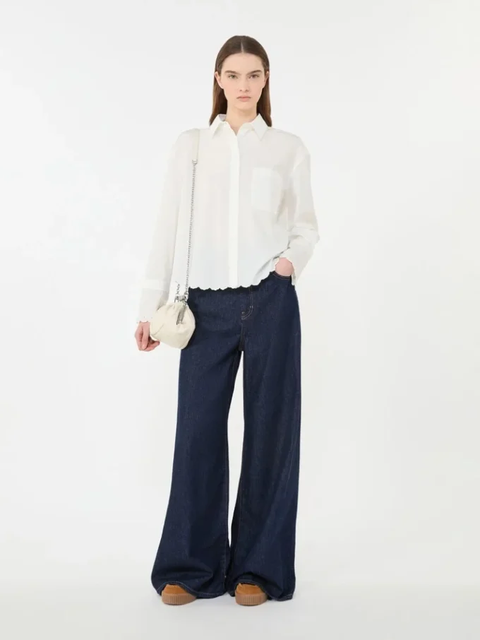 Breast-pocket cotton shirt, ivory