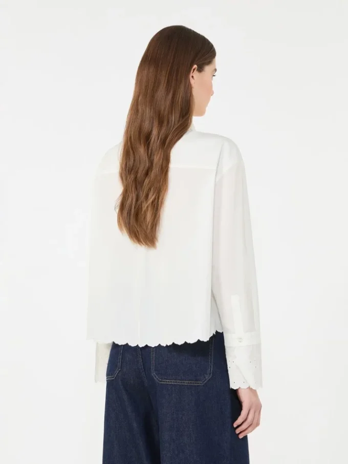 Breast-pocket cotton shirt, ivory