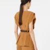 Cady blouse with flounce, caramel