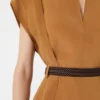 Cady blouse with flounce, caramel
