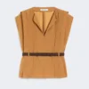 Cady blouse with flounce, caramel