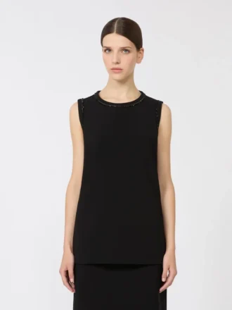 Cady crew neck blouse, black