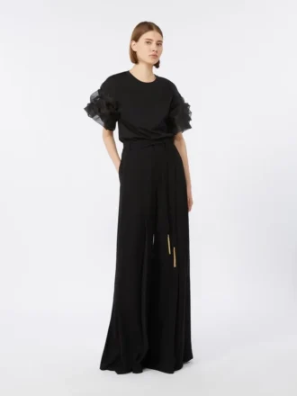 Cady palazzo trousers, black