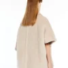Cape in alpaca and wool teddy fabric, beige