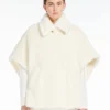 Cape in alpaca and wool teddy fabric, optical white