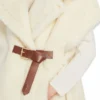 Cape in alpaca and wool teddy fabric, optical white