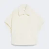 Cape in alpaca and wool teddy fabric, optical white
