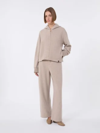 Cashmere and wool fleece trousers, beige
