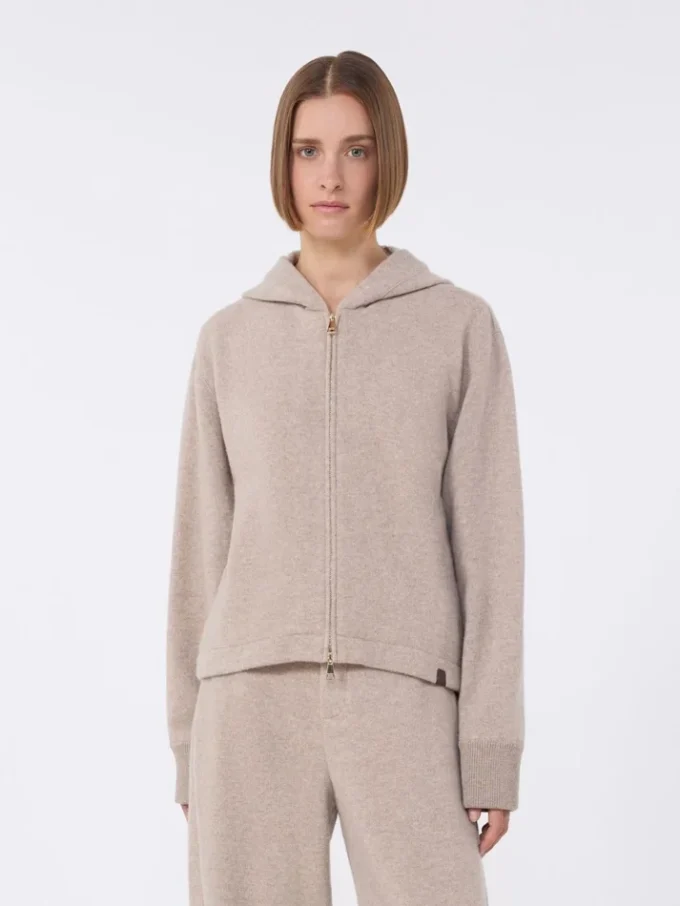 Cashmere and wool jersey sweatshirt, beige Cashmere and wool jersey sweatshirt, beige
