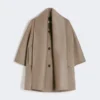 Cashmere cape with scarf detail, tawny bronze brown