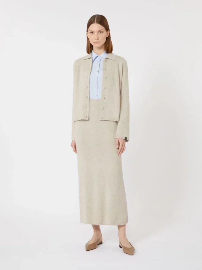 Argyle cashmere yarn skirt, beige Argyle cashmere yarn skirt, beige