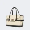 Chevron canvas and leather handbag, ice Chevron canvas and leather handbag, ice