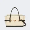 Chevron canvas and leather handbag, ice Chevron canvas and leather handbag, ice