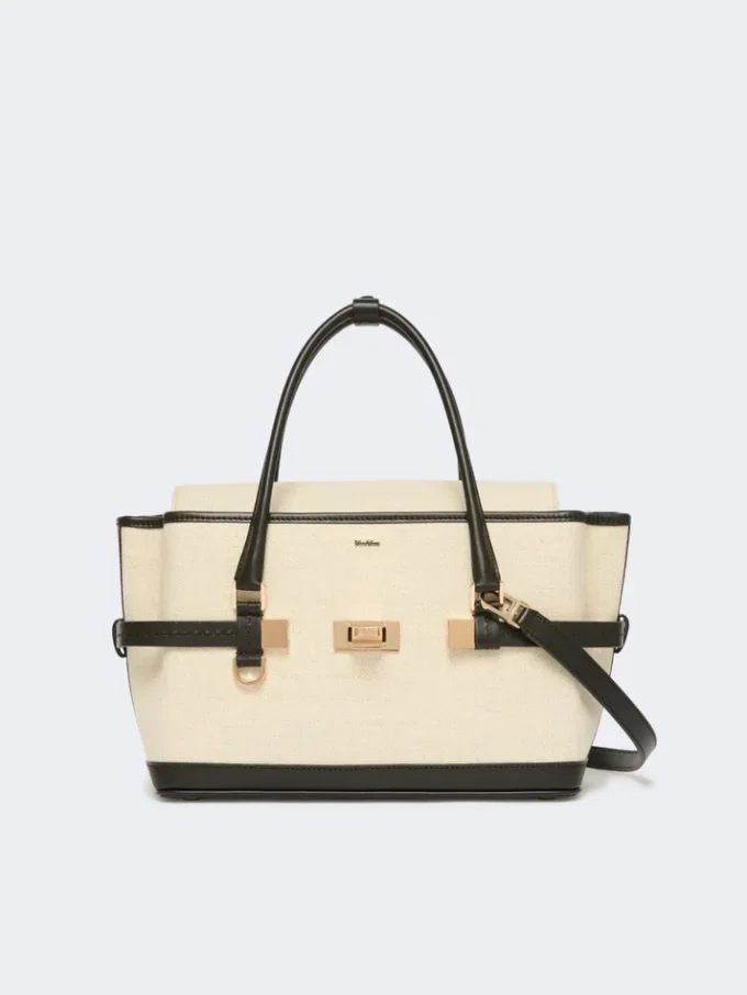 Chevron canvas and leather handbag, ice Chevron canvas and leather handbag, ice