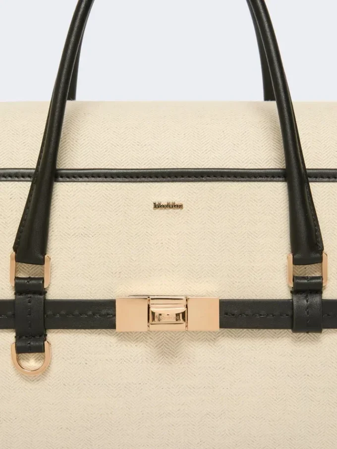Chevron canvas and leather handbag, ice Chevron canvas and leather handbag, ice